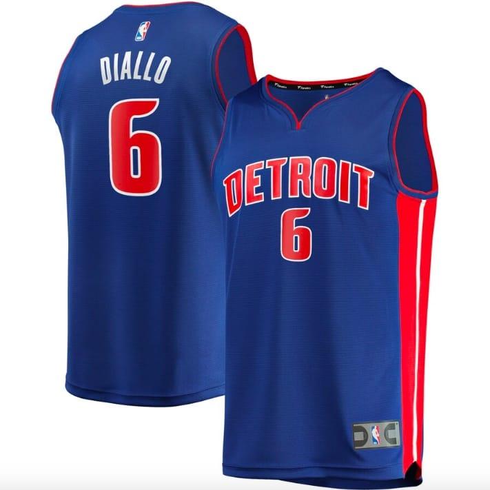 Баскетбольная джерси 2021-22 Detroit Pistons #6 Hamidou Diallo Fast Break Icon Blue Jersey