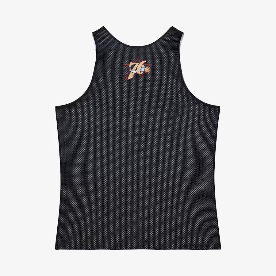 Майка Mitchell & Ness Black Philadelphia 76ers Vintage Logo Mesh Practice Tank Top