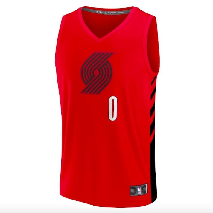 Баскетбольная джерси 2022-23 Portland Trail Blazers #0 Damian Lillard Fast Break Statement Red Jersey