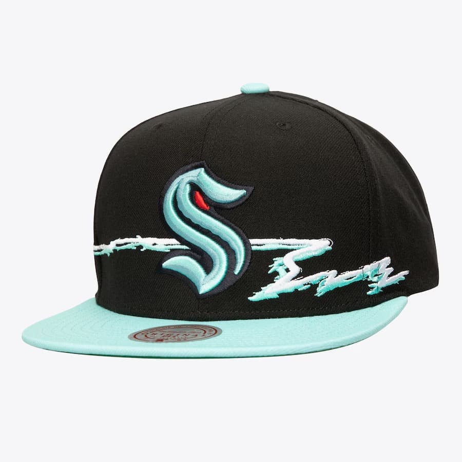 Бейсболка Mitchell & Ness Black Seattle Kraken Life Line Snapback Hat