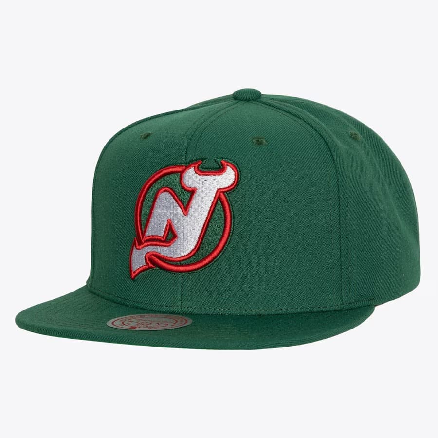 Бейсболка Mitchell & Ness Green New Jersey Devils Alternate Flip Snapback Hat