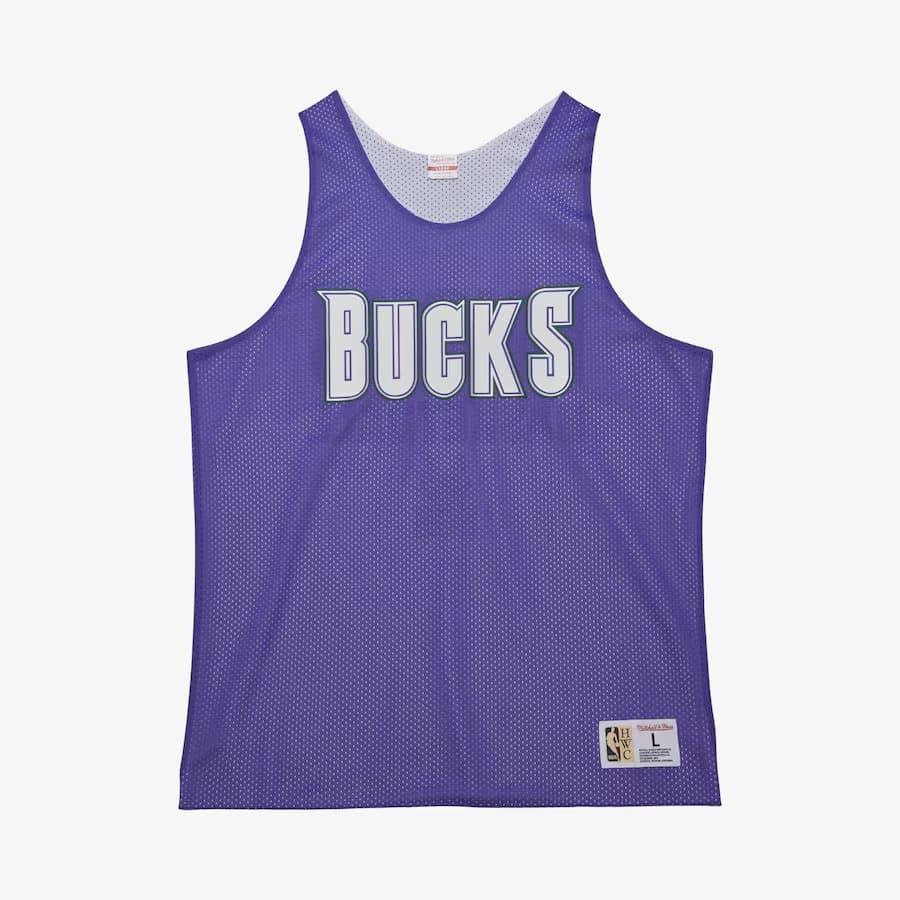 Майка Mitchell & Ness Purple Milwaukee Bucks Vintage Logo Mesh Practice Tank Top