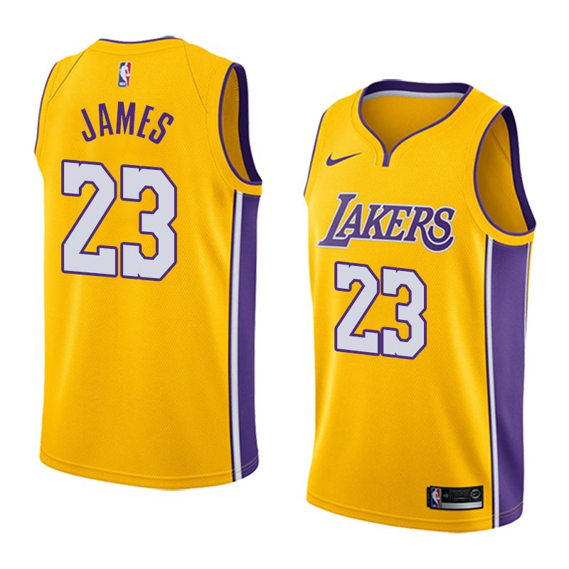 Баскетбольная джерси 2018-19 LeBron James Los Angeles Lakers #23 Icon Gold