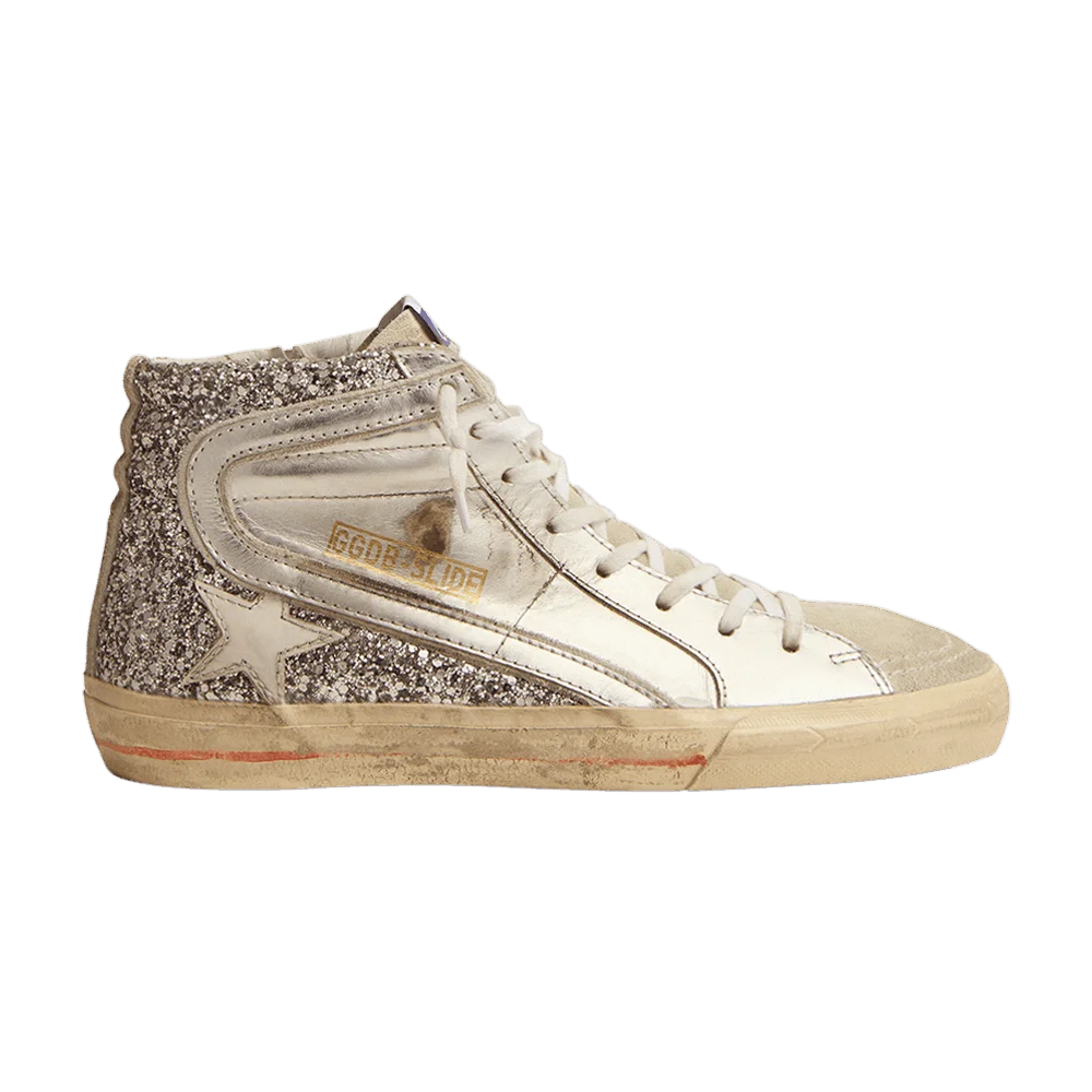 Кроссовки Golden Goose Wmns Slide Sneaker 'Silver Glitter'