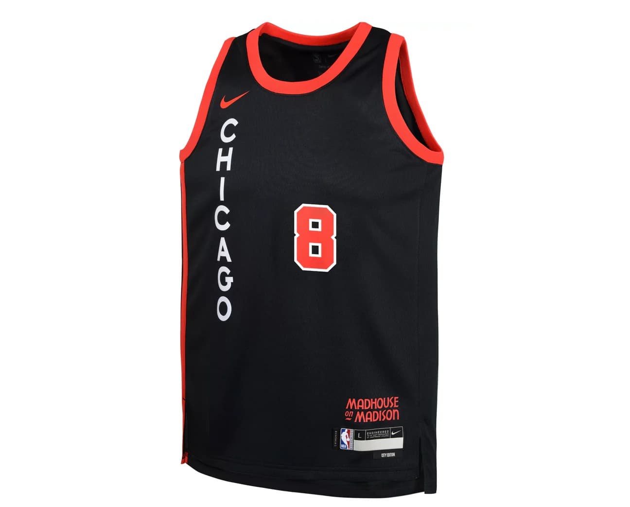 Баскетбольная джерси 2023-24 Chicago Bulls Zach Lavine #8 Youth Swingman City Edition Black Jersey