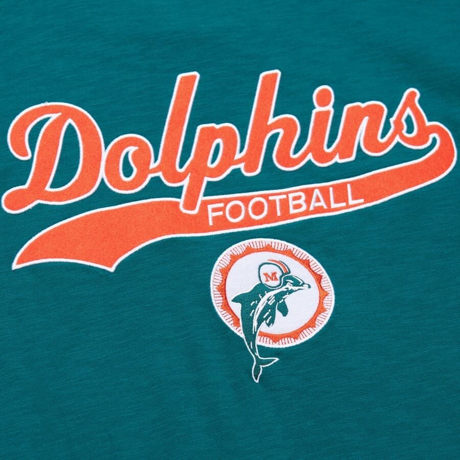 Футболка Mitchell & Ness Aqua Miami Dolphins Vintage Logo Legendary Slub T-Shirt