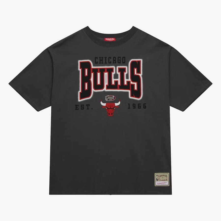 Футболка Mitchell & Ness Women's Gray Chicago Bulls Logo Boyfriend T-Shirt