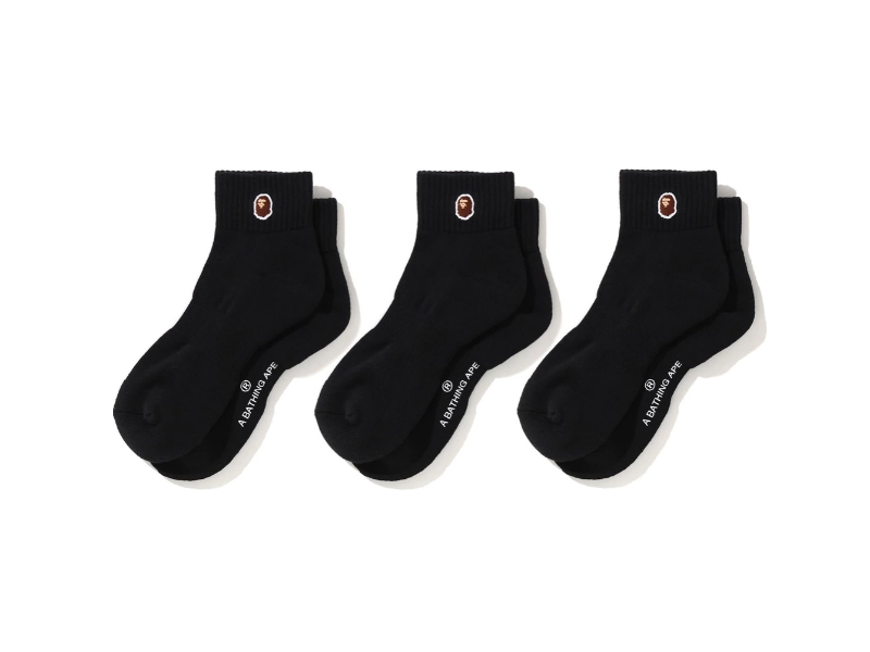 Спортивные носки BAPE Ape Head One Point Ankle Socks (3pack) Black