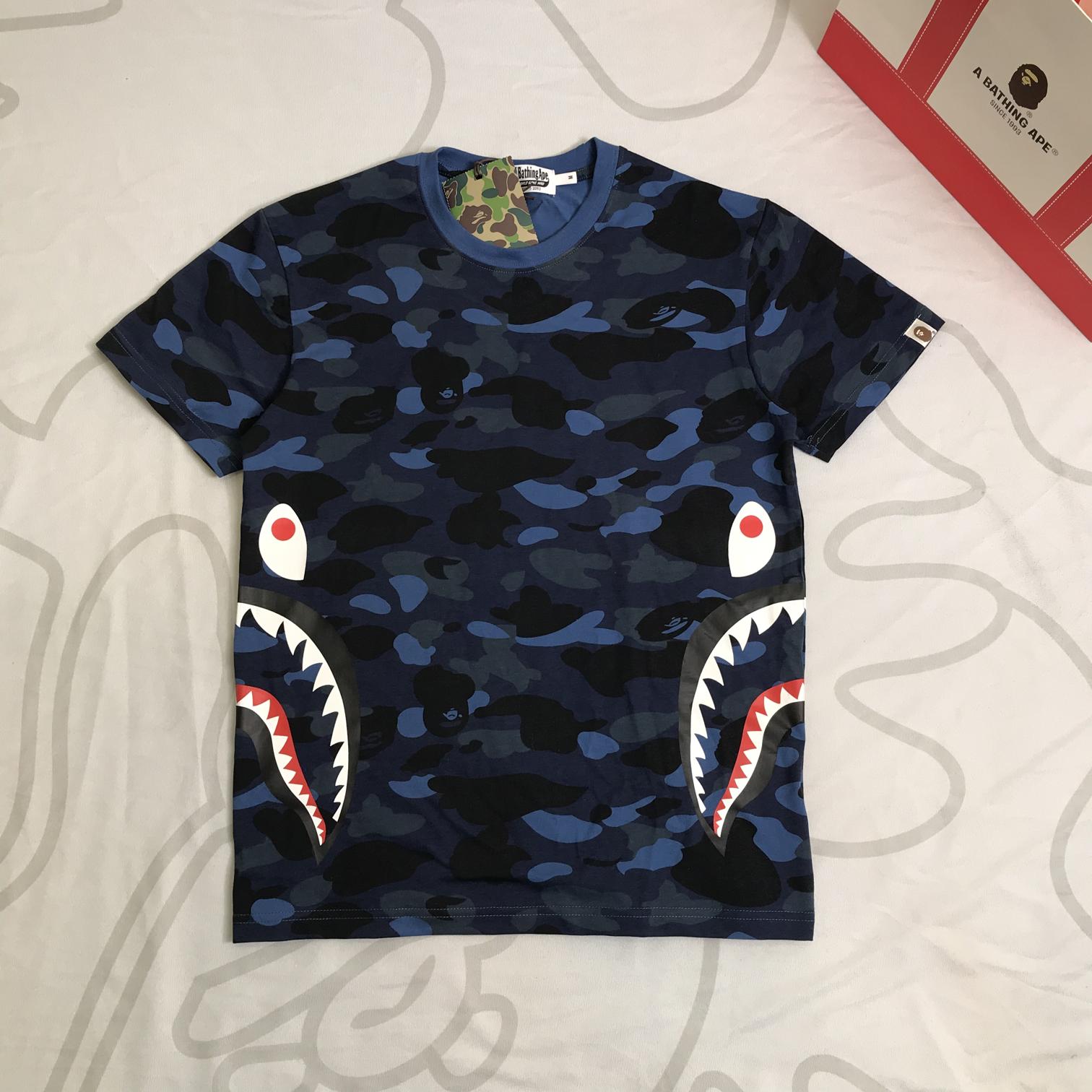 Футболка BAPE Color Camo Side Shark Tee Navy