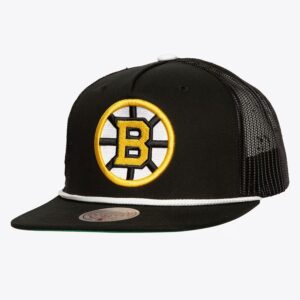 Mitchell-Ness-Black-Boston-Bruins-Roper-Trucker-Adjustable-Hat-300x300