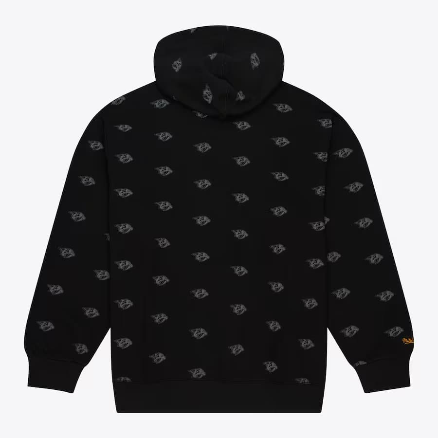 Худи Mitchell & Ness Black Nashville Predators Allover Print Fleece Pullover Hoodie