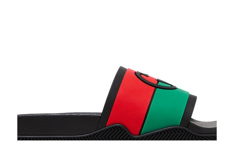 Кроссовки Gucci Wmns Slide 'Interlocking G - Black Red Green'