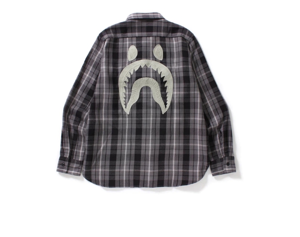 Рубашка BAPE Shark Flannel Check Shirt Black