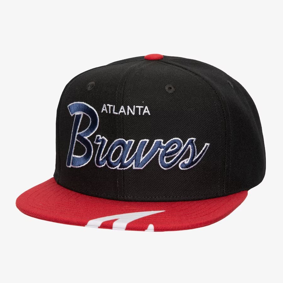 Бейсболка Mitchell & Ness Black Atlanta Braves Big Mouth Snapback Hat
