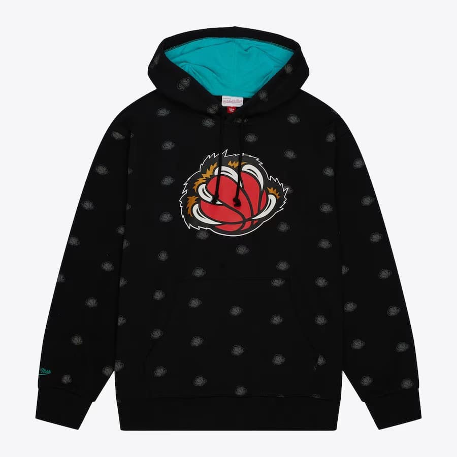 Худи Mitchell & Ness Black Vancouver Grizzlies Allover Print Fleece Pullover Hoodie