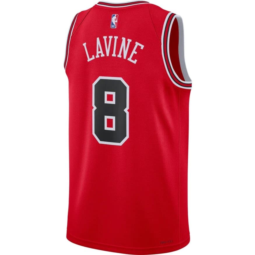 Баскетбольная джерси 2023-24 Chicago Bulls Zach Lavine #8 Swingman Icon Edition Red Jersey
