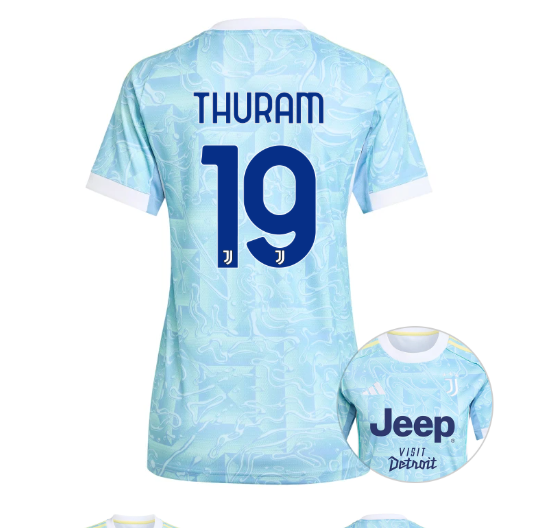 Женское футбольное джерси JUVENTUS away jersey 25/26 THURAM 19