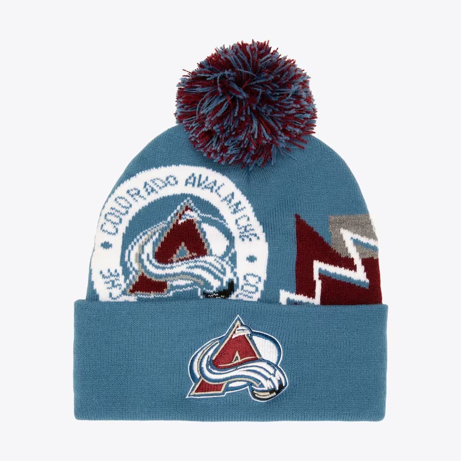 Шапка Mitchell & Ness Light Blue Colorado Avalanche Those Days Cuffed Knit Pom Hat