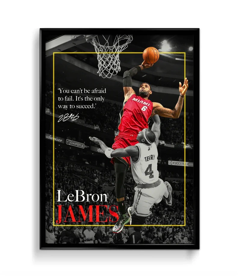 Декоративная картина LeBron James Basketball Poster – Unframed NBA Wall Art