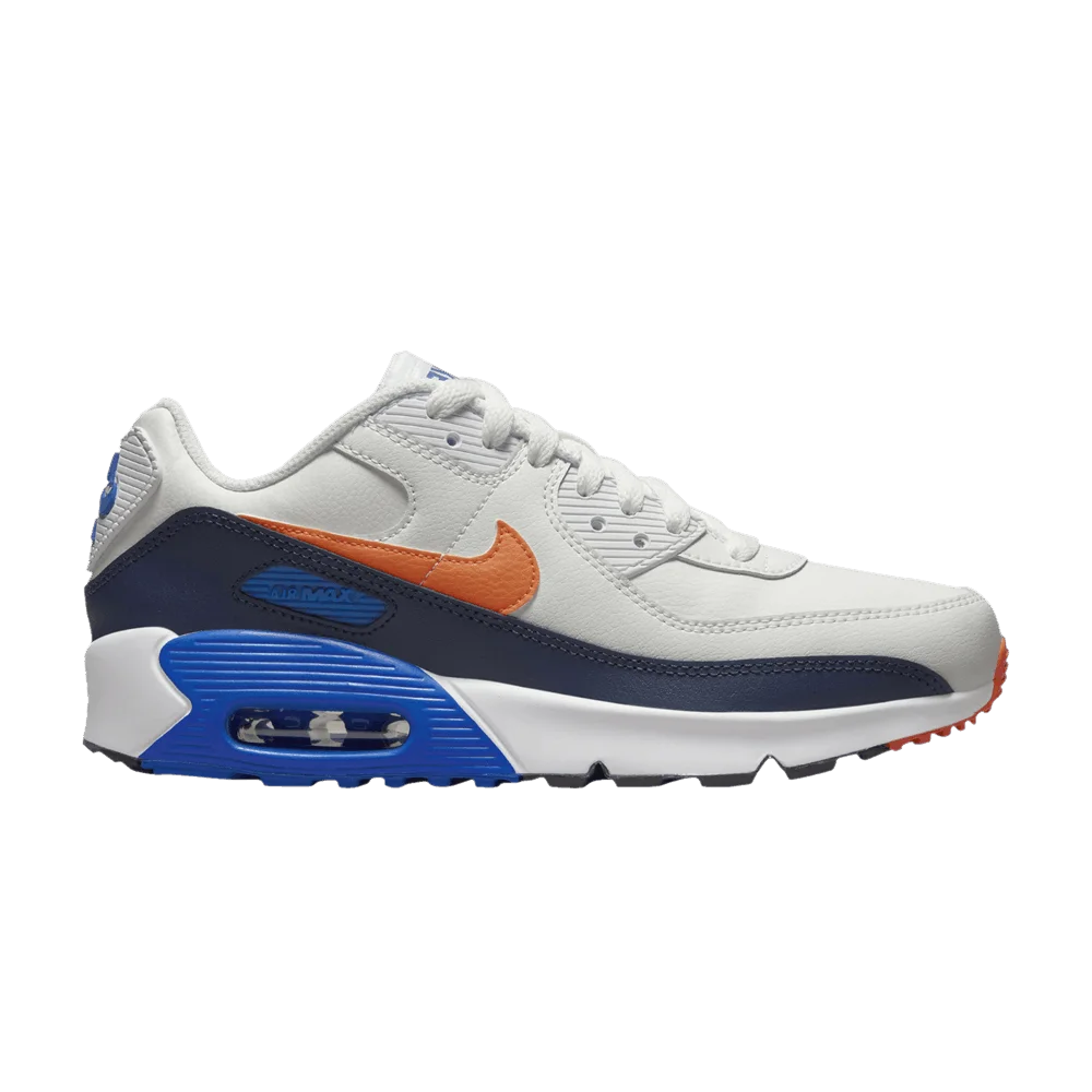 Krossovki-Nike-Air-Max-90-Leather-GS-White-Navy-Orange