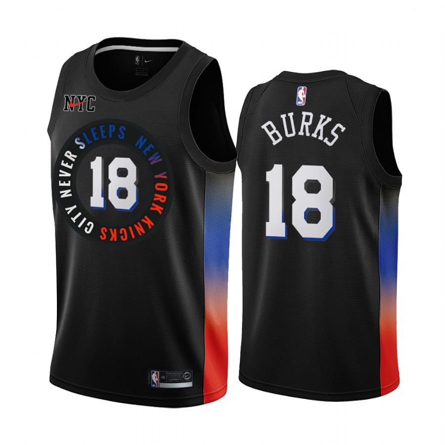 Баскетбольная джерси 2020-21 New York Knicks #18 Alec Burks City Edition Black Swingman Jersey