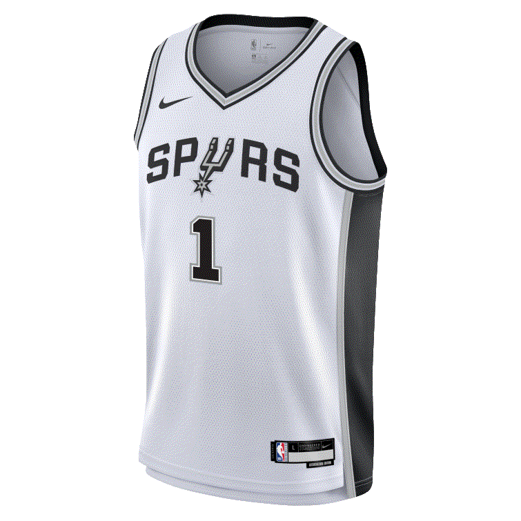 Баскетбольная джерси 2023-24 San Antonio Spurs Victor Wembanyama #1 Youth Swingman Association Edition White Jersey