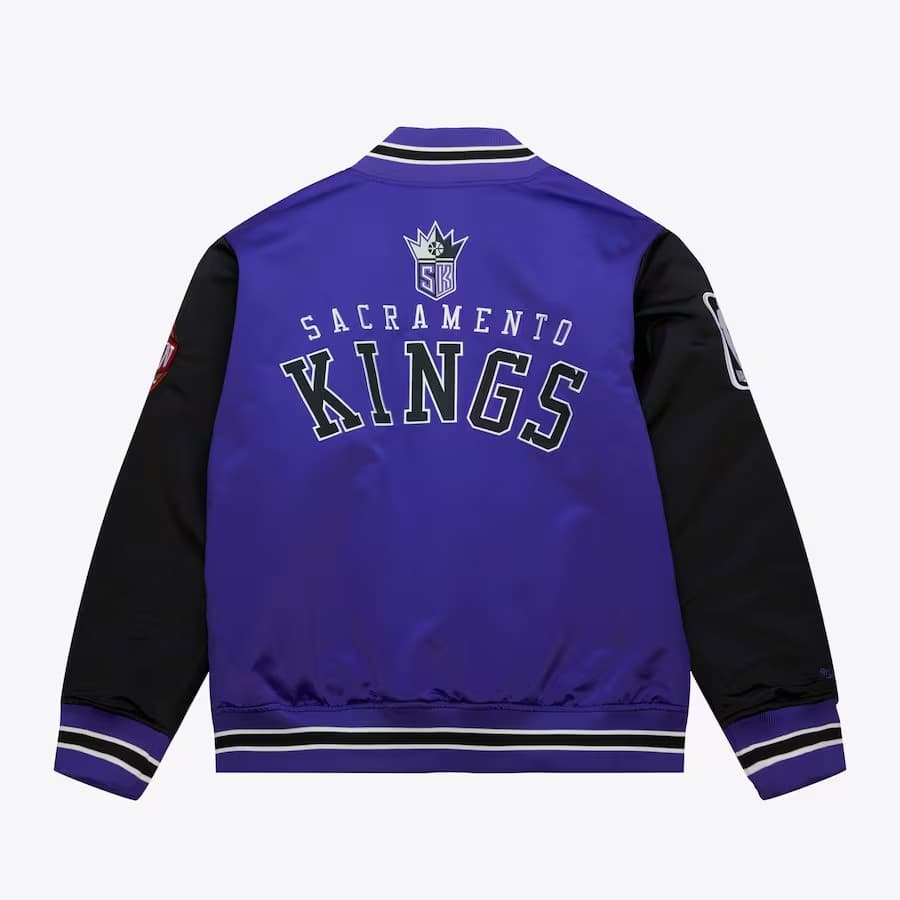 Бомбер Mitchell & Ness Purple Sacramento Kings Primetime Vintage Satin Full-Snap Jacket