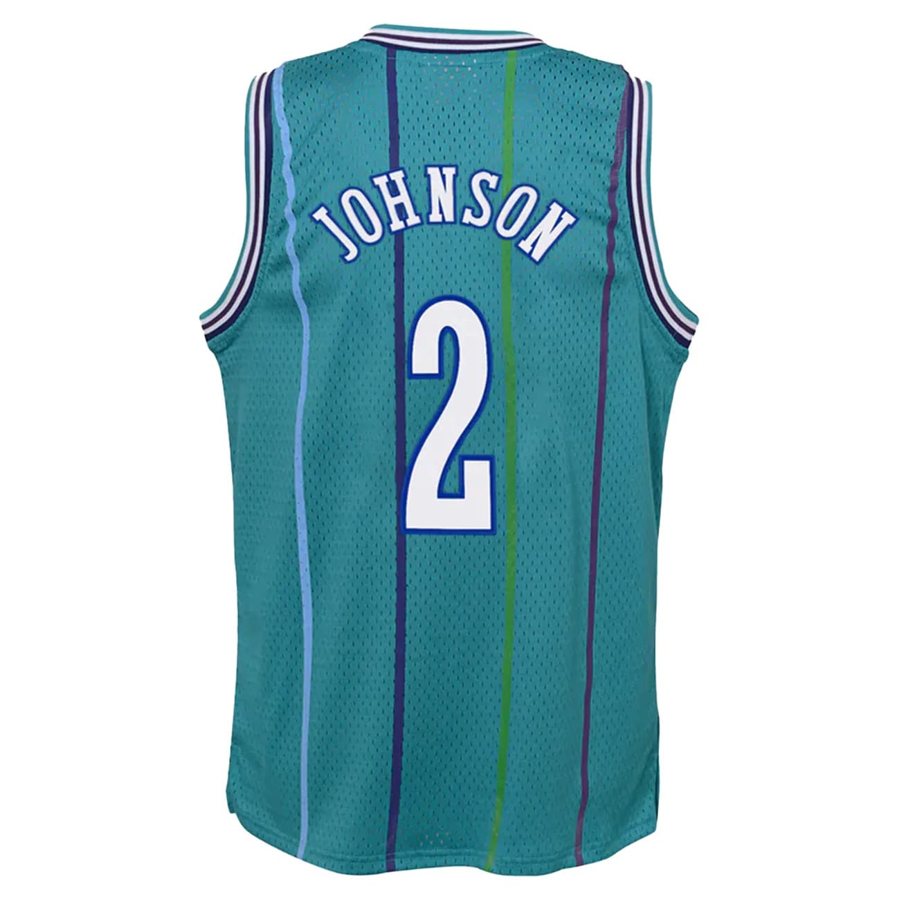 Баскетбольная джерси 1992-93 Charlotte Hornets Larry Johnson #2 Youth Swingman Hardwood Classics Teal Jersey