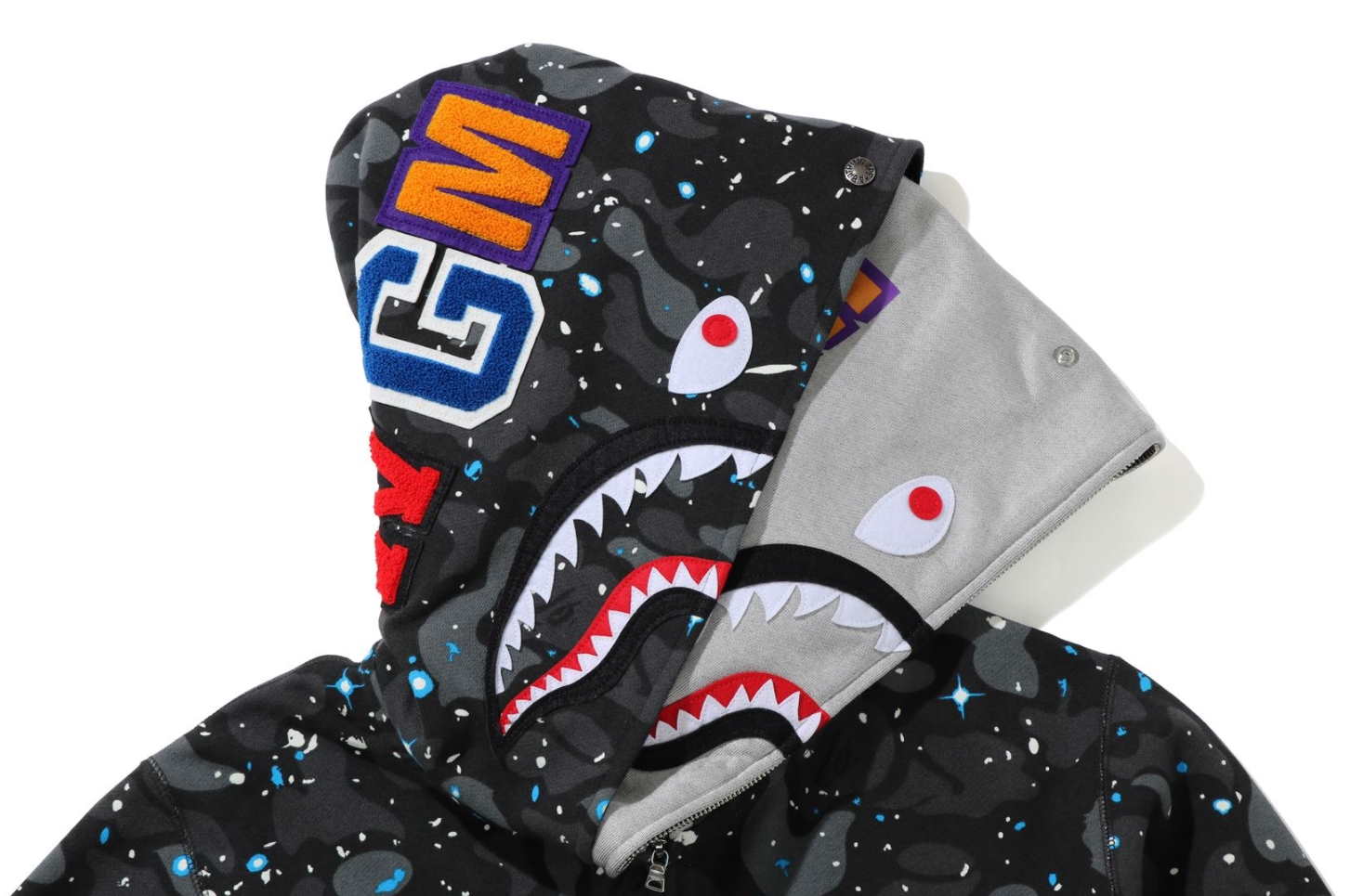 Худи BAPE Space Camo Shark Full Zip Double Hoodie Black Multi