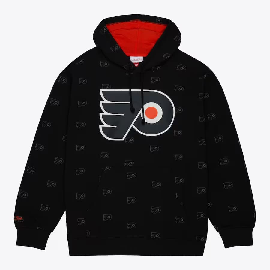 Худи Mitchell & Ness Black Philadelphia Flyers Allover Print Fleece Pullover Hoodie