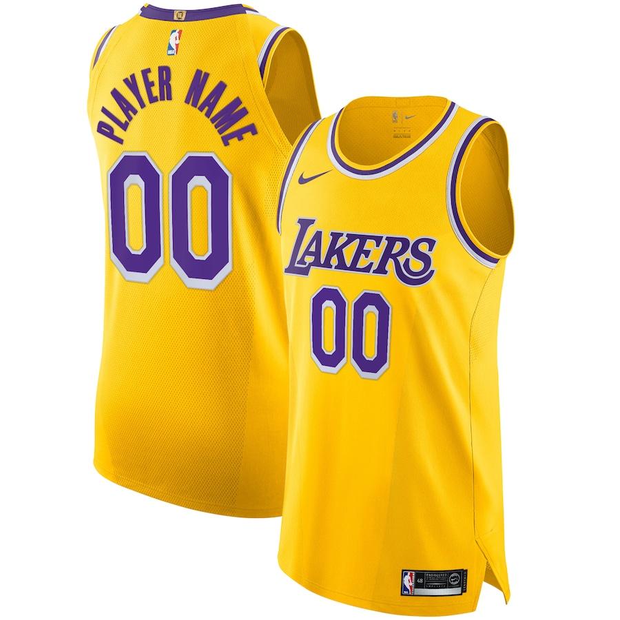 Баскетбольная джерси 2019-20 Los Angeles Lakers Nike Custom Authentic Jersey Yellow Icon Edition