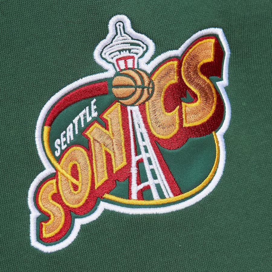 Худи Mitchell & Ness Shawn Kemp Green Seattle SuperSonics Name & Number Fleece Pullover Hoodie