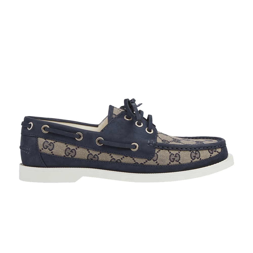 Кроссовки Gucci Lace Up Loafer 'GG Canvas - Beige Blue'
