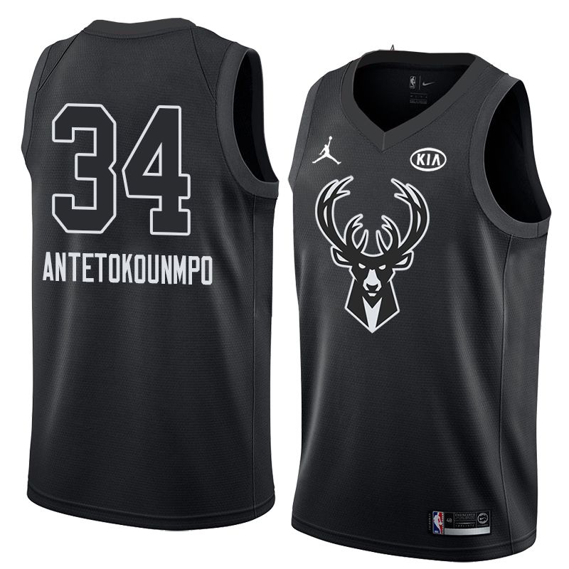 Баскетбольная джерси 2018 All-Star Bucks Giannis Antetokounmpo #34 Black Swingman Jersey