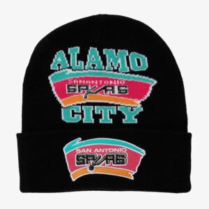 Mitchell-Ness-Black-San-Antonio-Spurs-Hardwood-Classics-Team-Origins-Cuffed-Knit-Hat-300x300