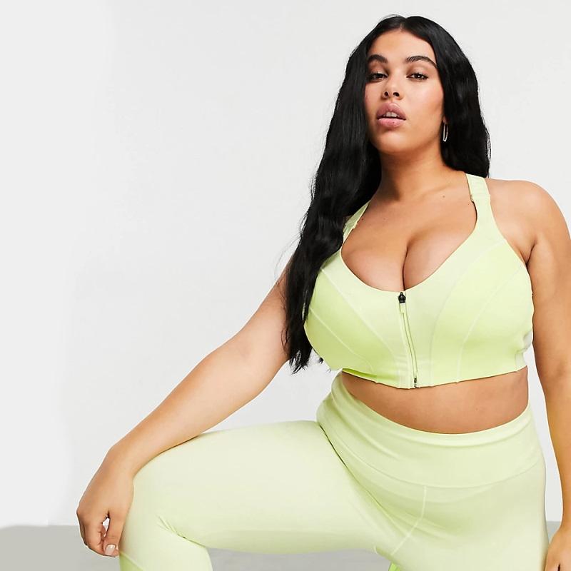 Спортивный топ adidas Ivy Park Medium Support Zip Bra (Plus Size) Yellow Tint