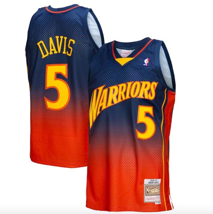2006-07-Golden-State-Warriors-5-Baron-Davis-Mitchell-Ness-Fadeaway-NavyOrange-Jersey-1