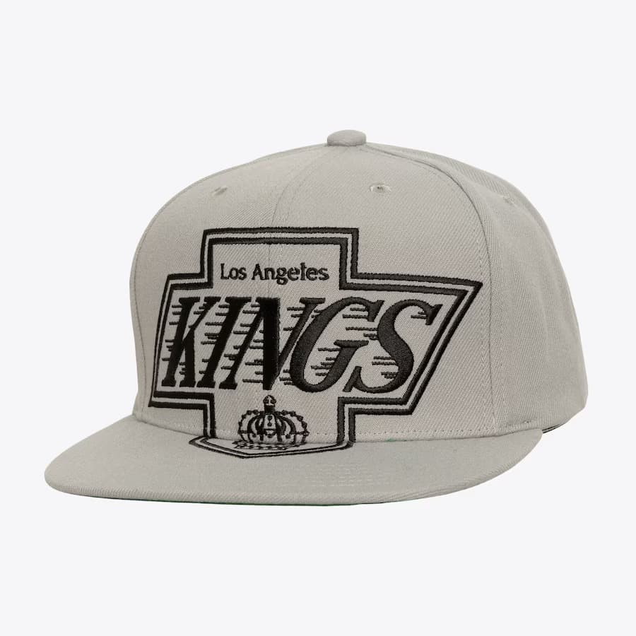 Бейсболка Mitchell & Ness Gray Los Angeles Kings Vintage XL Logo Snapback Hat