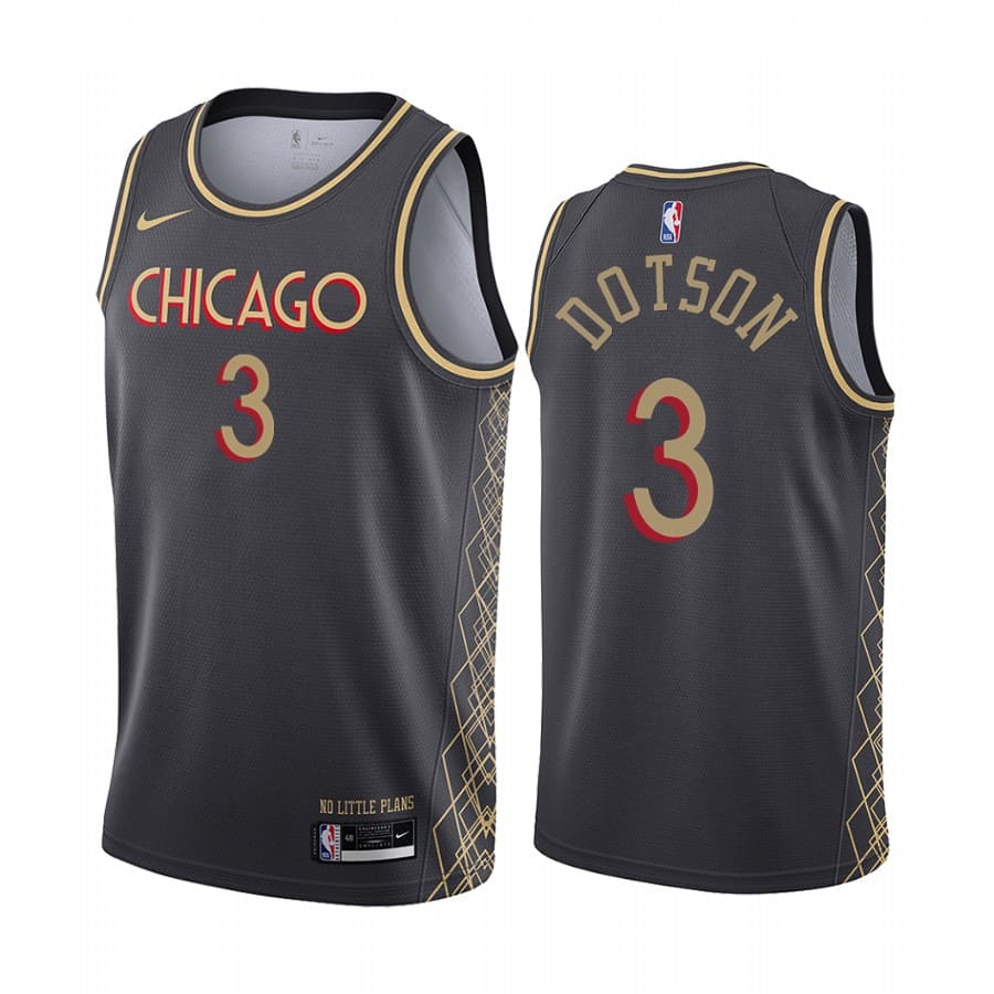 Баскетбольная джерси 2020-21 Chicago Bulls #3 Devon Dotson City Edition Black Swingman Jersey