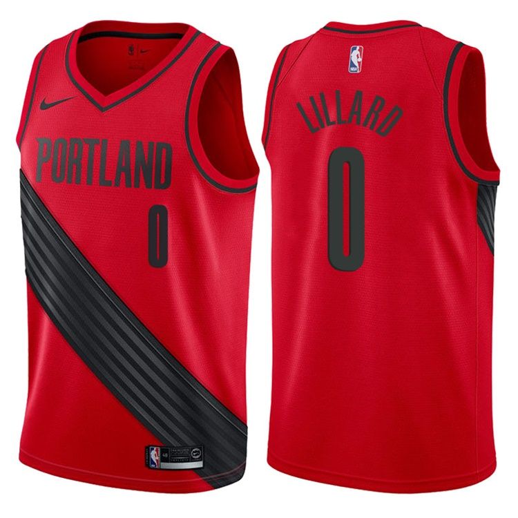 Баскетбольная джерси 2017-18 Damian Lillard Portland Trail Blazers #0 Statement Red