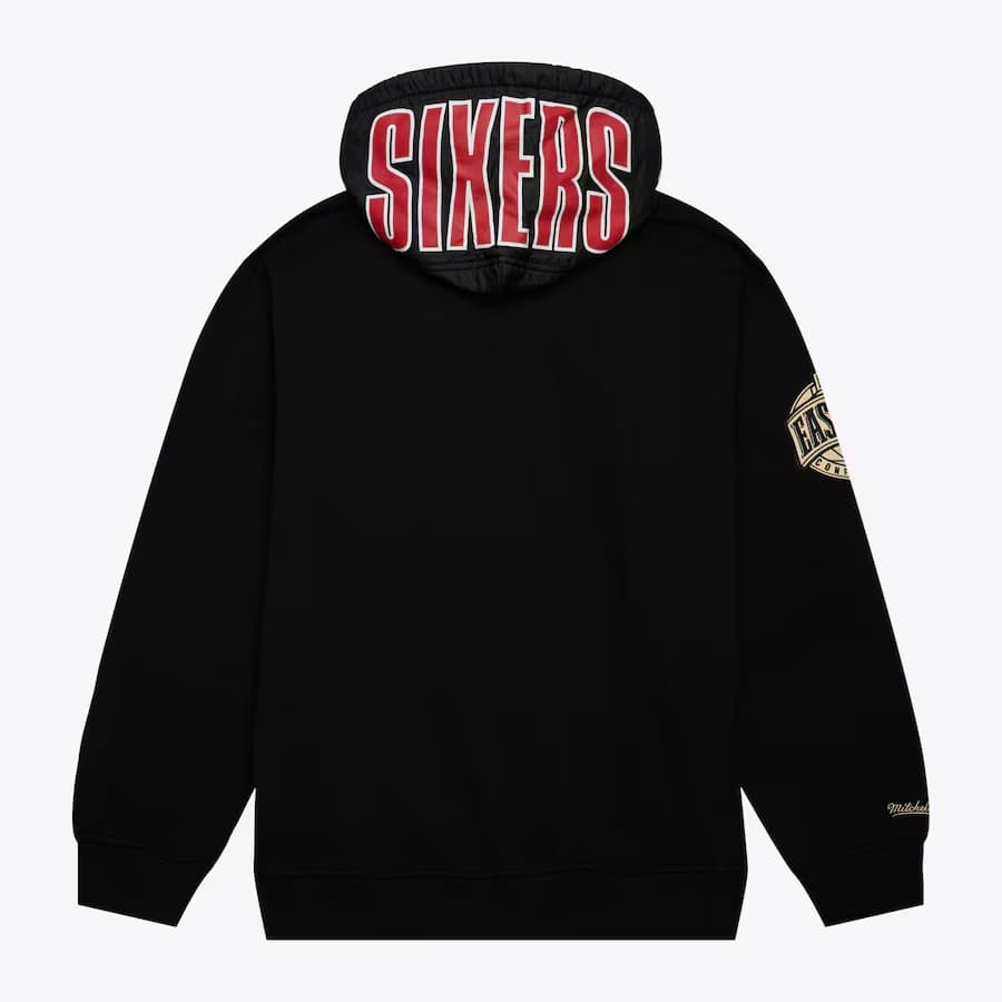 Худи Mitchell & Ness Black Philadelphia 76ers Team OG 2.0 Vintage Logo Fleece Pullover Hoodie