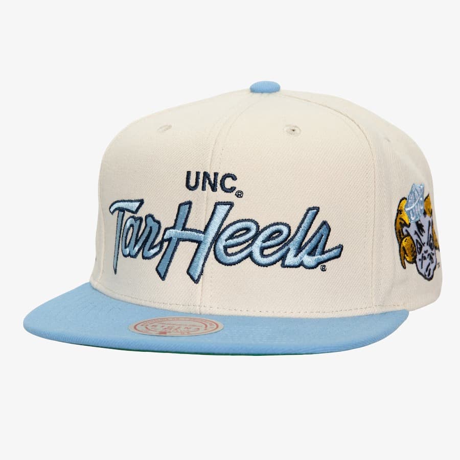 Бейсболка Mitchell & Ness Cream Carolina Blue North Carolina Tar Heels Just Don Team Vault Snapback Hat