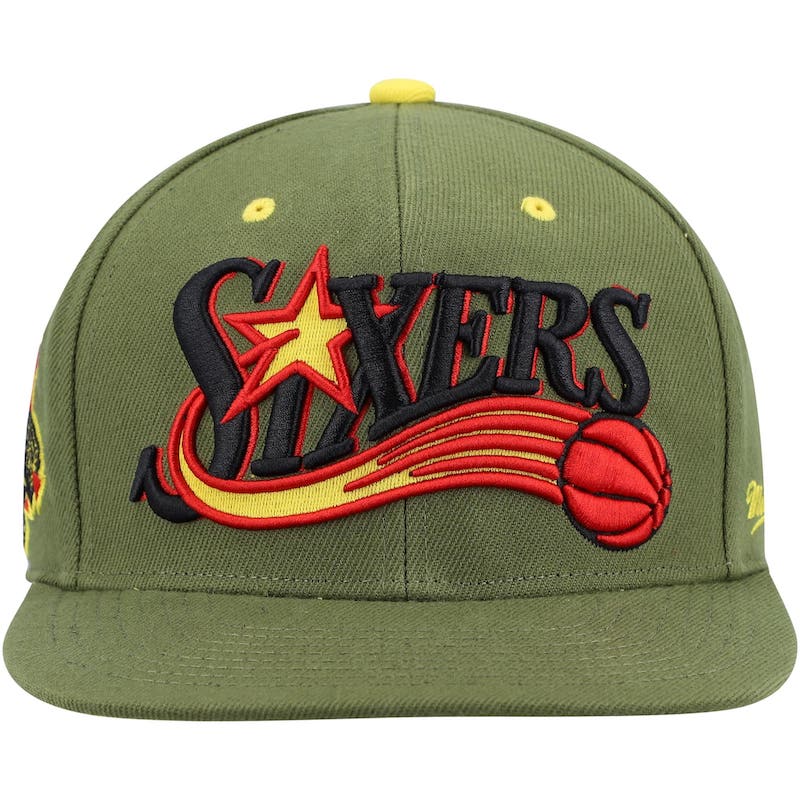 Mens-Mitchell-Ness-x-Lids-Olive-Philadelphia-76ers-Dusty-NBA-Draft-Hardwood-Classics-Fitted-Hat-3