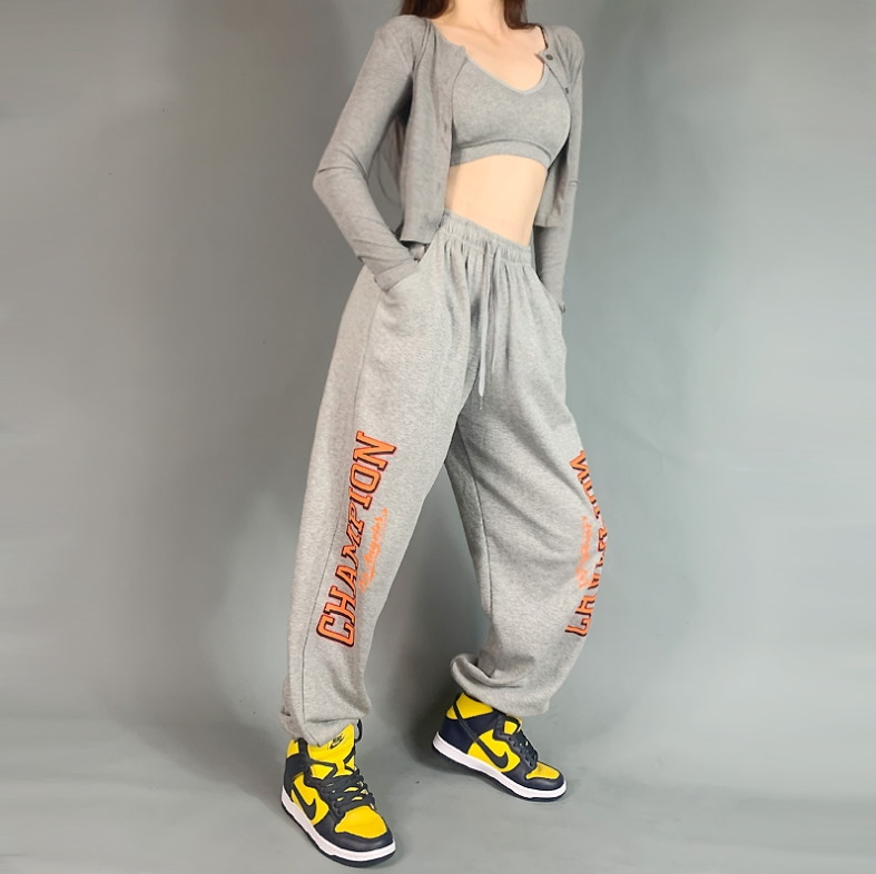 Спортивные брюки 2021 Champion Hip-hop Style Sweatpants Grey
