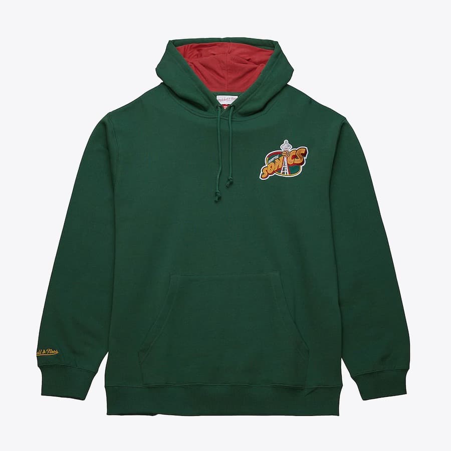 Худи Mitchell & Ness Shawn Kemp Green Seattle SuperSonics Name & Number Fleece Pullover Hoodie