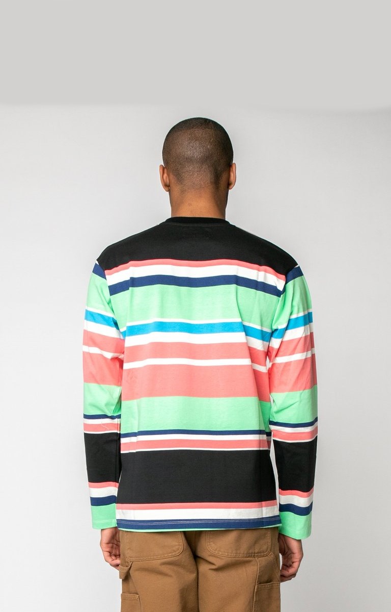 Футболка Awake Embroidered Logo Engineered Stripe L/S T-shirt Black