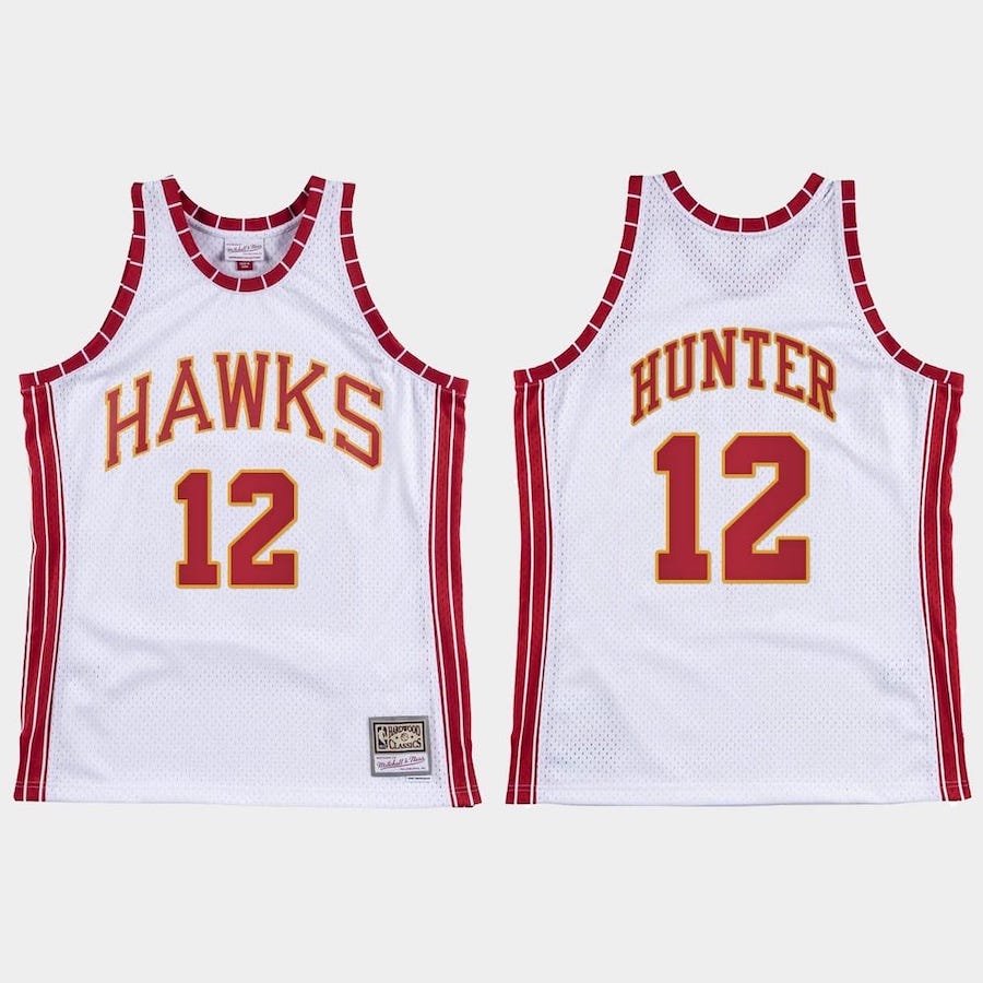 Баскетбольная джерси Atlanta Hawks #12 De’andre Hunter Hardwood Classics Retro White Jersey