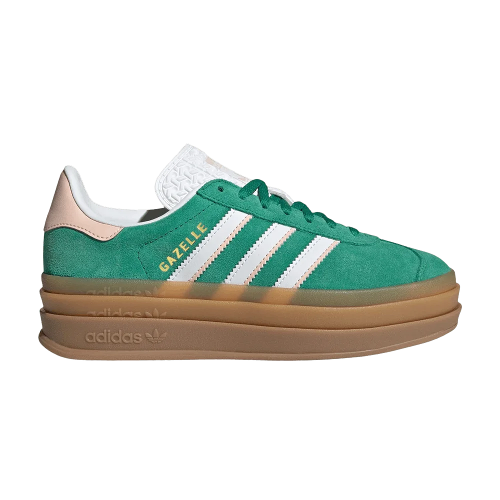 Krossovki-adidas-Gazelle-Bold-J-Bold-Green-Cloud-White-Gold-Metallic