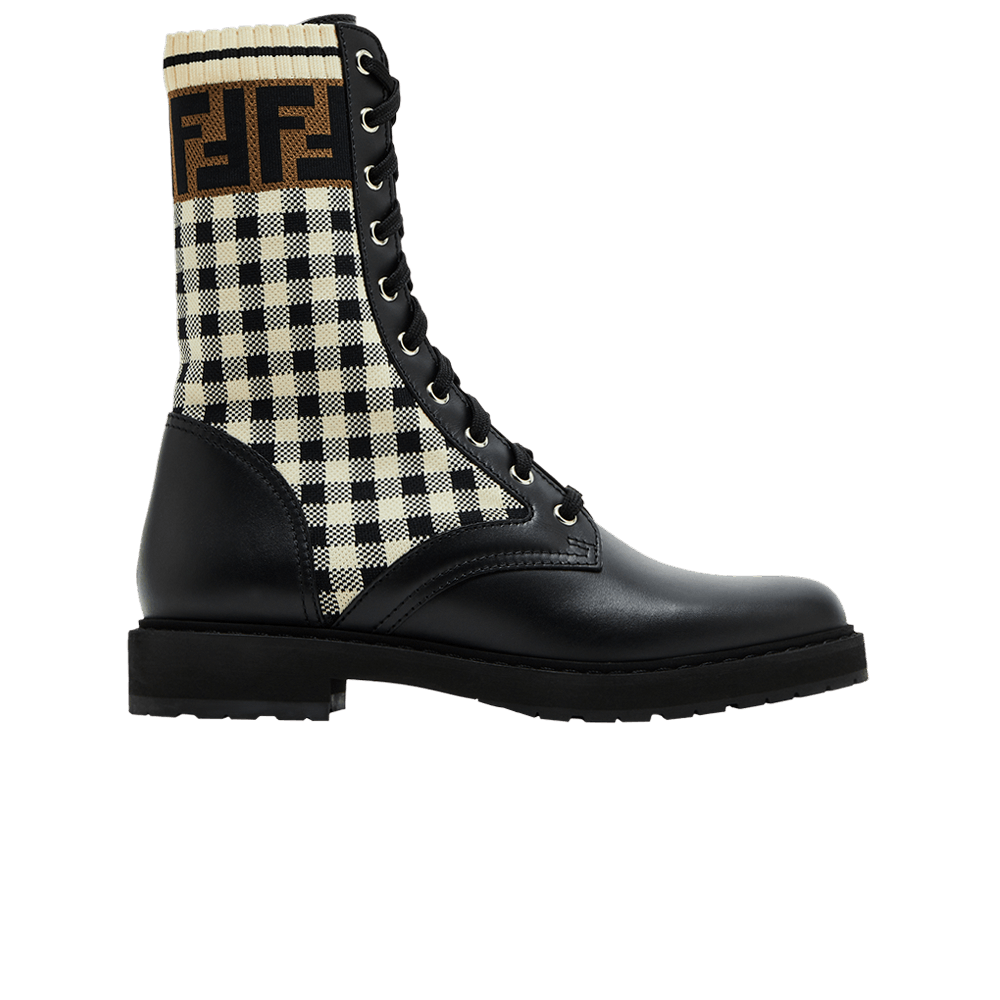 Fendi Wmns FF Rockoko Biker Boot 'Black Checkerboard'
