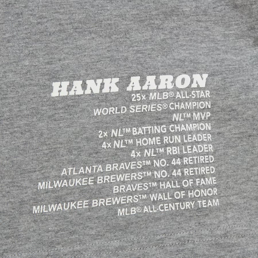 Футболка Mitchell & Ness Hank Aaron Gray Milwaukee Braves Player Crewneck T-Shirt